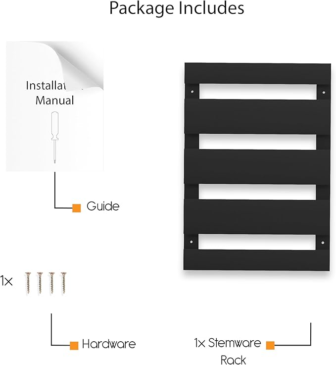 Rustic State Eze 4 Sectional Under Cabinet Mount Wood Stemware Rack Hanging Shelf Glassware Holder Bar Organizer with up to 12 Wine Glass Storage 12 Inch Deep - Black