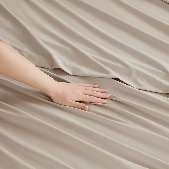 Clara Clark Bed Sheets, Premier 1800 Series Bed Sheet Set, Deep Pocket, Wrinkle, Fade, Stain Resistant, Luxury Soft Bedding Sheets & Pillowcases, Queen, Linen