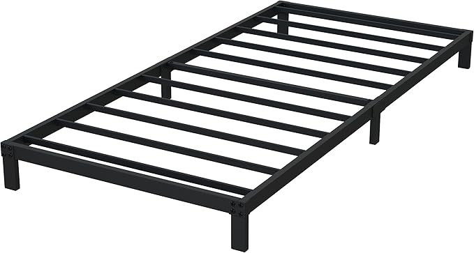 7 Inch Twin Bed Frames Heavy Duty Low Profile Metal Platform No Box Spring Needed Mattress Foundation, Easy to Assembly, Noise Free, Black