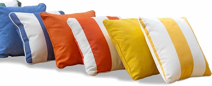 East Green 14 x 14 Waterproof Outdoor Pillow with Insert, Yellow Stripe - Premium Olefin Outdoor Accent Pillow for Patio Furniture