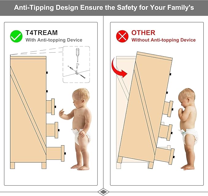 T4TREAM Farmhouse 7 Drawers Dresser for Bedroom, Wood Rustic Dresser Tv Stand, Storage Dressers Organizer for Bedroom, Living Room,Hallway, Dark Rustic Oak