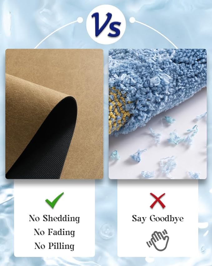 MontVoo -Bath Mat Rug-Rubber Backing Non Slip Quick Dry Absorbent Thin Bathroom Rugs Fit Under Door-Faux Suede Surface Bathroom Floor Mats-Shower Rug for in Front of Bathtub Shower Camel 24"X70"