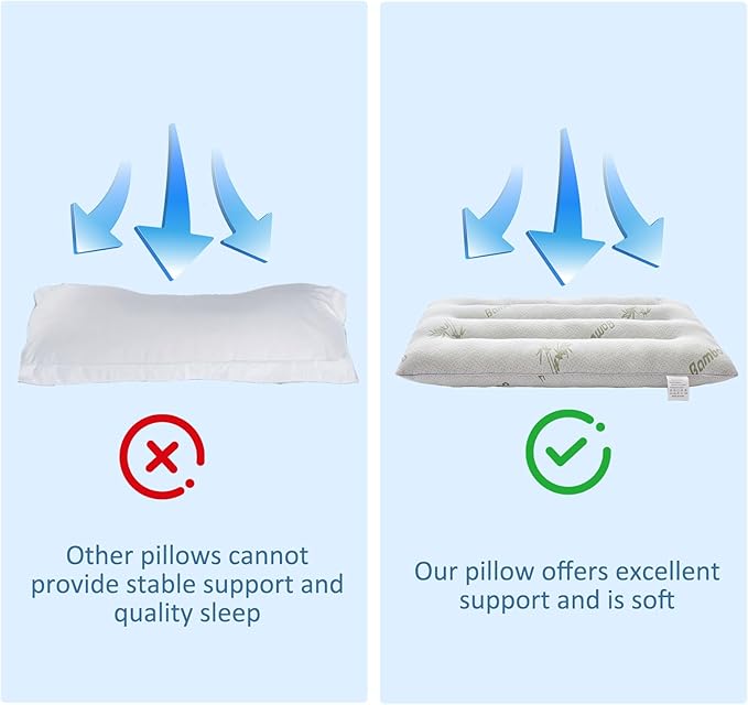 SWTMERRY Ultra Thin Pillows 2 Pack for Sleeping, Flat Pillows for Stomach & Side Sleepers, Rayon Derived from Bamboo, 7D High Support 2.5 inch Height Slim Bed Pillow