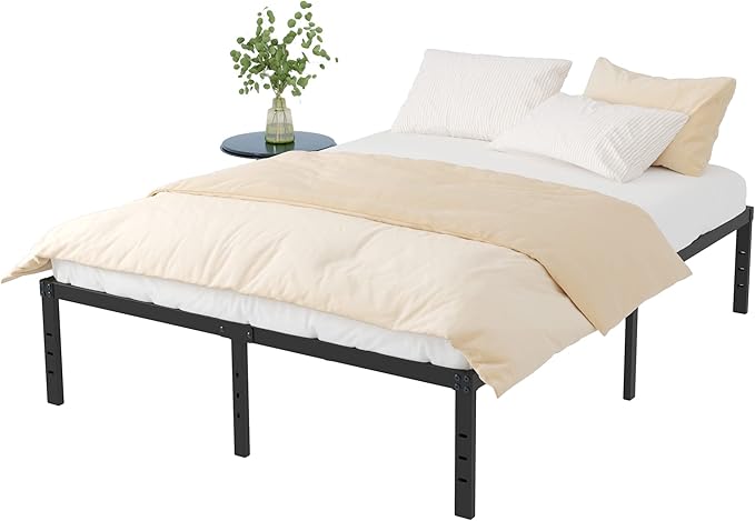 California King Bed Frames, 16 Inch Heavy Duty Metal Platform Support Up to 3000 lbs with Steel Slat, No Box Spring Needed, Easy Assembly, Noise Free, Black