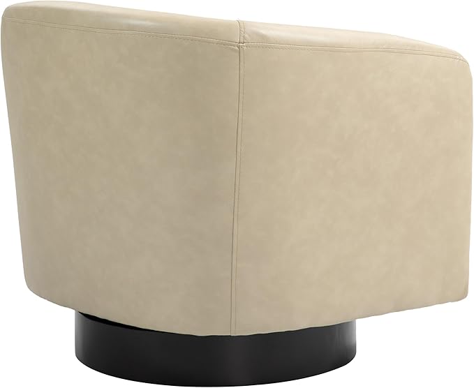 UIXE 360° Swivel Barrel Accent Chair Armchair, Faux Leather Modern Round Club Arm Chair Upholstered Single Sofa Seating Corner Nook Side Reading Seat for Living Room, Office, Bedroom - Cream
