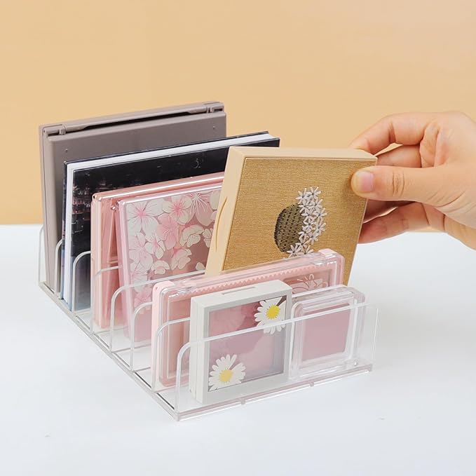 2 Pack Makeup Palette Organizer Eyeshadow Palette Organizer Acrylic Makeup Organizer 7 Sections Eyeshadow Palettes Holder for Bathroom Countertop Vanity