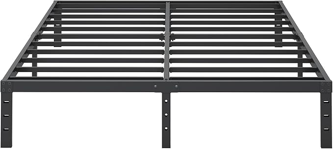 12 Inch Queen Size Metal Bed Frame, Heavy Duty Steel Slat Mattress Foundation,No Box Spring Needed, Easy Assembly, Noise-Free,Black