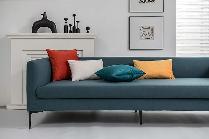 DEZENE Fall Couch Pillow Cases 24x24 Burnt Orange: 2 Pack Cozy Soft Velvet Square Throw Pillow Covers for Farmhouse Home Decor