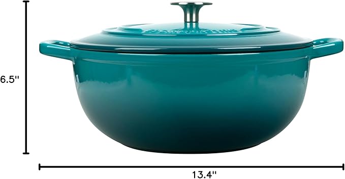 Enameled Cast Iron Dutch Oven Pot with Lid for Sourdough Bread Baking, Bread Dutch Ovens, Cooking Pots, 5 Quart, Darkcyan