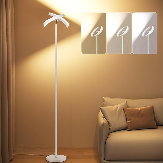 SUNMORY Floor Lamps for Living Room, 28W Bright LED Floor Lamp with 2 Rotatable Lights & Remote Control, 74" Tall Standing Lamp with Stepless Dimmable, Modern Reading Corner Lamp for Bedroom, Office