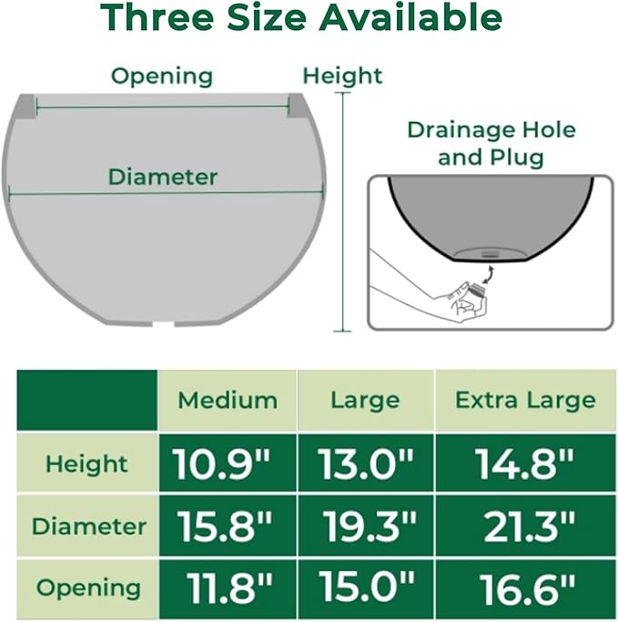 21.3" D Fiberstone Extra Large Planter, Black 16.6" Pot Opening x 14.8" H, Spherical Flower Pot with Drainage Hole, Weather Resistance Indoor Outdoor Planters
