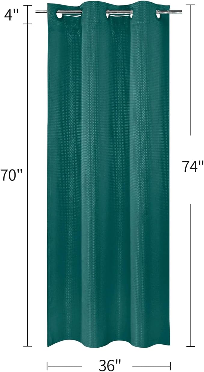 MitoVilla Dark Green Waffle Small Stall Shower Curtain 36 x 74, No Hooks Required Half Size Narrow Fabric Cloth Shower Curtain Set with Snap-in Liner for Modern Bathroom Decor, Seaweed Green
