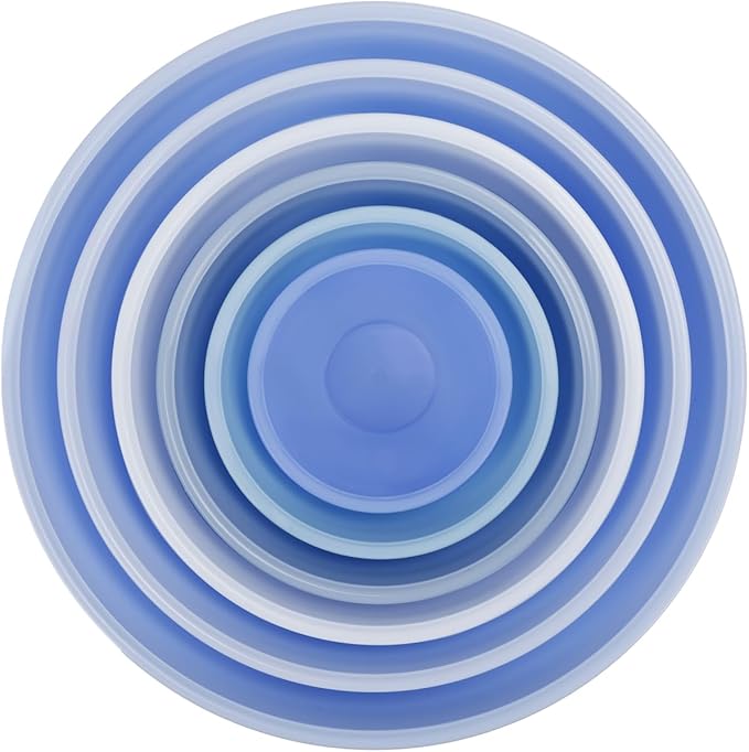 BoxedHome BPA Free Plastic Round Mixing Bowl with Lids, 12 Pack Nesting Bowls with Lids Set, Microwave and Dishwasher Safe Prep & Serving Bowls Great for Mixing, Baking, Serving (Pale Blue, 12pcs)