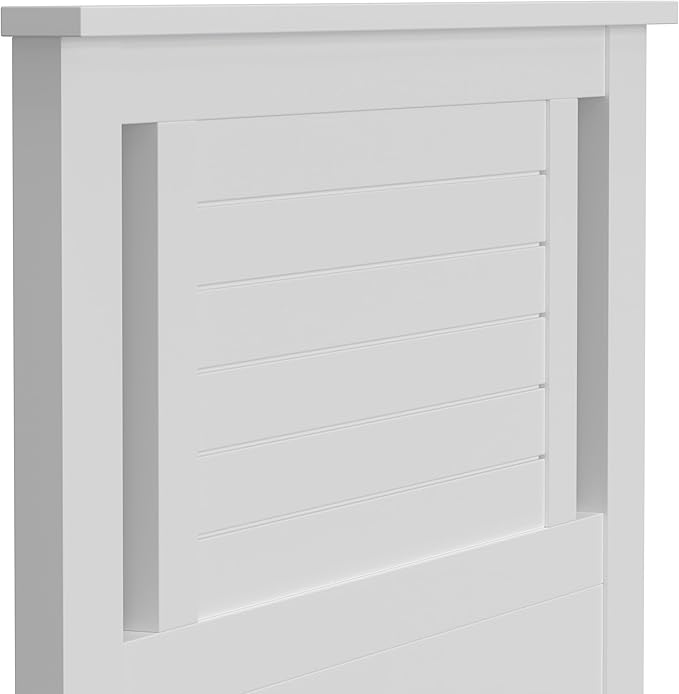 Serene Poplar Wood Twin Headboard, Modern Farmhouse Panel with Horizontal Scoring, Twin Size Headboard in White, Casual Coastal Style, Easy Assembly, Quality Materials