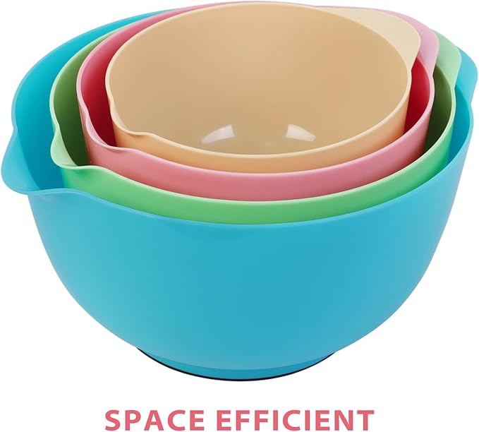 BoxedHome Classic Mixing Bowl Set, BPA Free Plastic, Microwave and Dishwasher Safe, 4.5 quarts (Pink/Cyan)