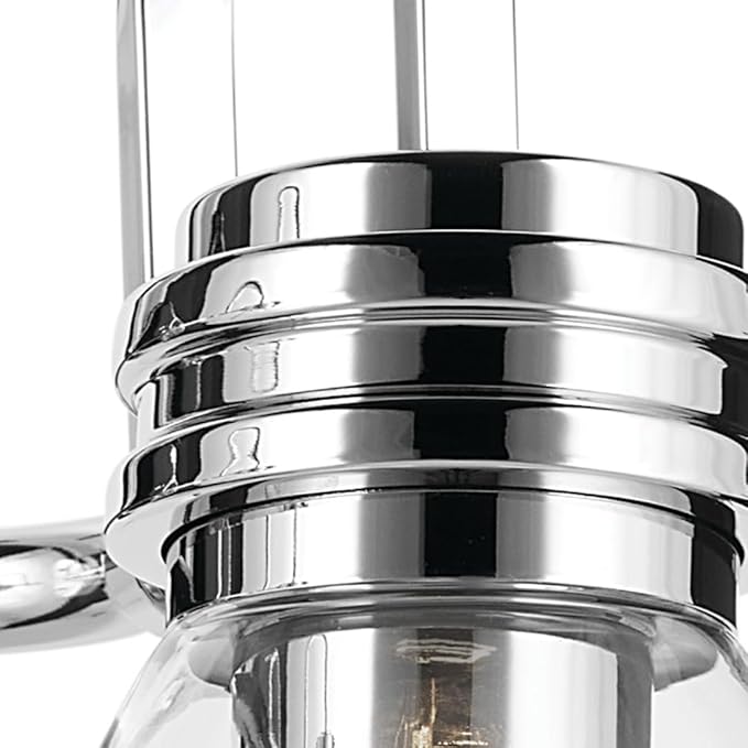 Kichler Farum 26" 3-Light Vanity Light with Clear Glass in Chrome, for Single or Double Vanity, Over a Mirror, Powder Room, Bathroom, (26" W x 9.5" H), 55155CHCLR