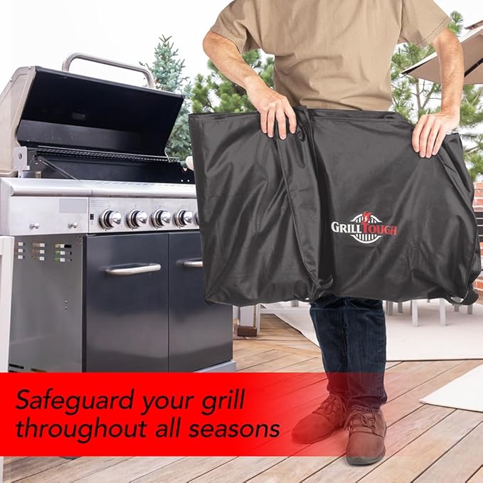 GrillTough Heavy Duty BBQ Grill Cover for Outdoor Grill, 52 Inch – Waterproof, Weather Resistant, UV & Fade Resistant with Adjustable Straps – Gas Grill Cover for Weber, Charbroil, etc. Charcoal