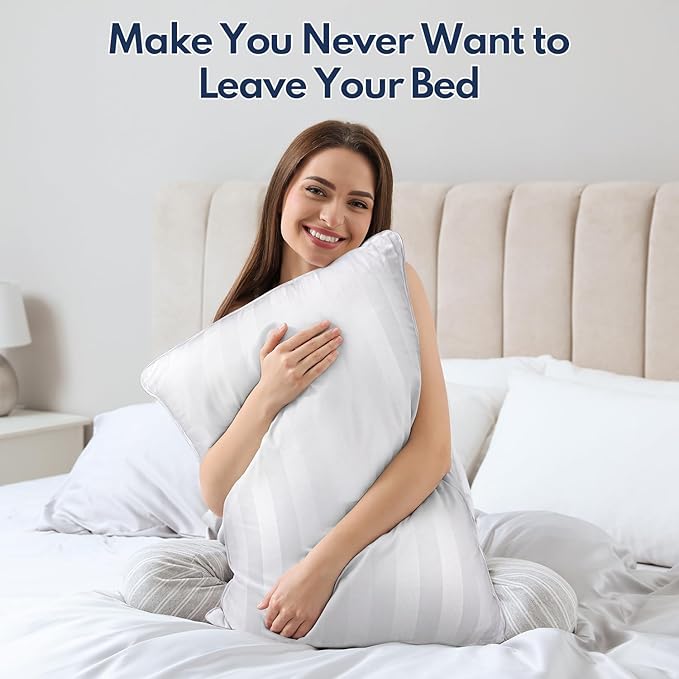 DIORIS Pillows Queen Size Set of 2 - Luxury Hotel Bed Pillows for Sleeping, Premium Fluffy Soft Down Alternative Fill Pillows for Back, Stomach, Side Sleepers, Breathable & Skin-Friendly