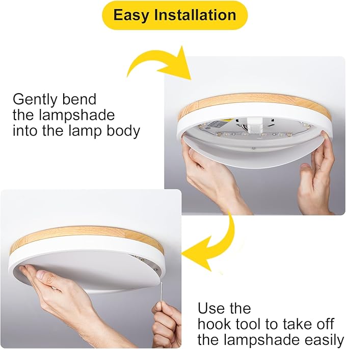 Modern Wood Ceiling Light,Round LED Flush Mount Ceiling Light,Minimalist Ceiling Lamp White Ceiling Lighting Fixtures for Kitchen Bedroom Bathroom Laundry Room Living Room Hallway&11.81 in