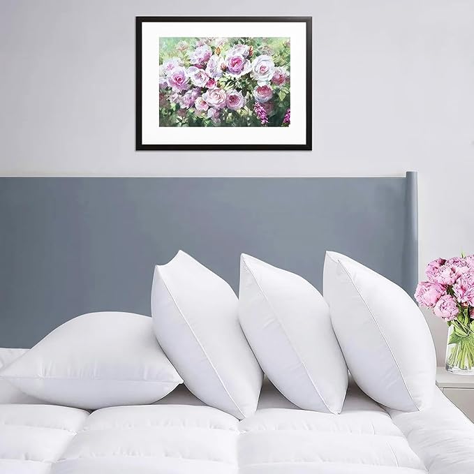 Hotel Collection Bed Pillows Standard Size Set of 4 Back Sleeper Pillow for Adults Stomach Kids Side Sleeping Medium Soft Plush Fluffy White 20x26 inches