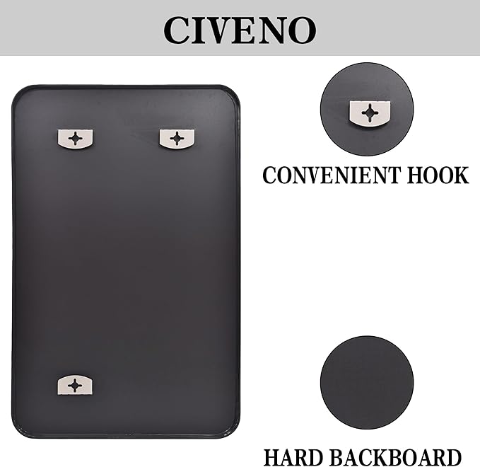 Bathroom Mirror, 48x36 inch Black Rectangle Wall Mirror, Metal Frame Rounded Corner Vanity Mirror, Large Wall Mounted Mirror for Over Sink Bedroom Living Room Horizontal Or Vertical Mounting