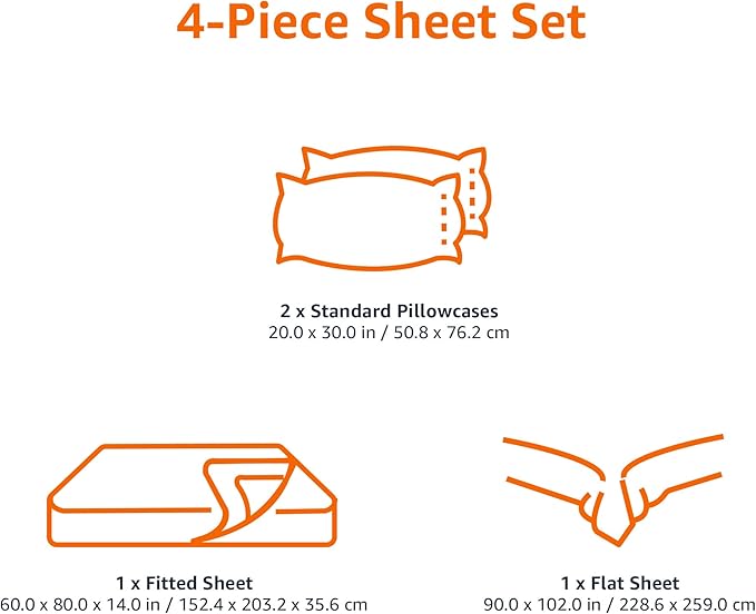 Amazon Basics Lightweight Super Soft Easy Care Microfiber 4 Piece Bedsheets Set with 14-Inch Deep Pockets, Queen, Frosted Lavender, Solid