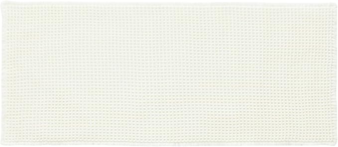 Cream White Bathroom Rugs, Waffle Bath Mat Non Slip Washable Super Absorbent Quick Dry Boho Farmhouse Bathroom Decor, 48"x24" Cream White