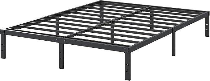 10 Inch King Size Bed Frame, Platform Metal Bed Frame King Heavy Duty Steel Slat Mattress Foundation, No Box Spring Needed, Easy Assembly, Noise-Free, Black