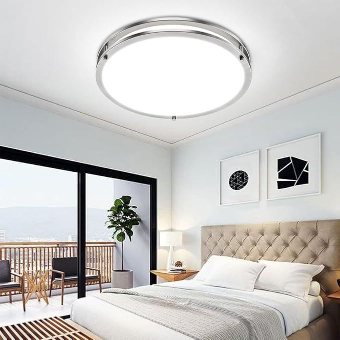 libtit 2Pack 13 Inch Flush Mount Ceiling Lights with Remote, 24W Dimmable LED Ceiling Light with Nightlight and Timer, 3000K-6500K Adjustable Light Fixture for Bedroom Kitchen Hallway Livingroom