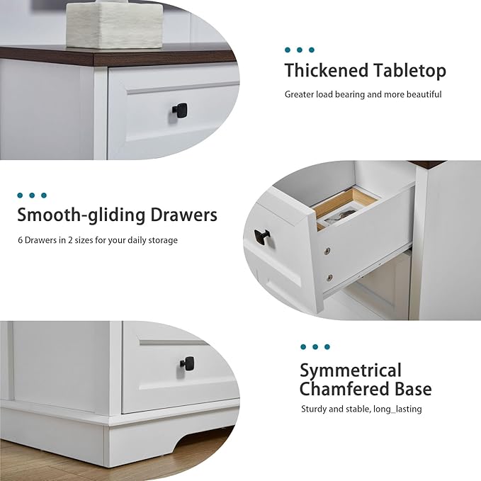 LIDYUK 8 Drawer White Dresser for Bedroom Farmhouse Dresser Chest of Drawers, 55" Wide Clothes Organizer Wood Chest of Drawers for Bedroom, Living Room