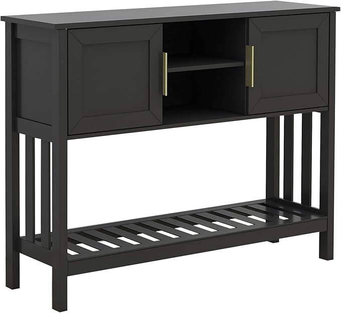 TaoHFE Console Table with Storage with Doors, Entryway Console Table with Doors, Modern Sofa Table for Hallway, Living Room, Dining Room, Console Table of Practical Type for Home, Black