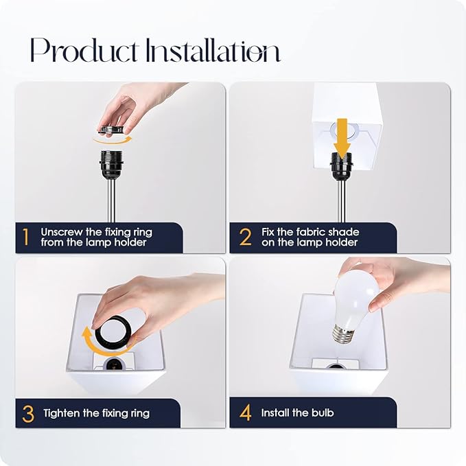 Bedside Lamp with USB Ports - Touch Control Table Lamp for Bedroom with USB C+A Charging Ports & AC Outlets, 3 Way Dimmable Nightstand Light for Living Room (LED Bulb Included, Chrome - White)