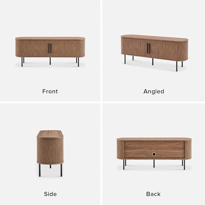 mopio Quin 59" Tambour TV Stand, Mid-Century Modern Television Stand for 55/60/65 inch TV, Fluted Entertainment Center with Bigger Storage, Wood Media Console Credenza Cabinet for Living Room (Walnut)