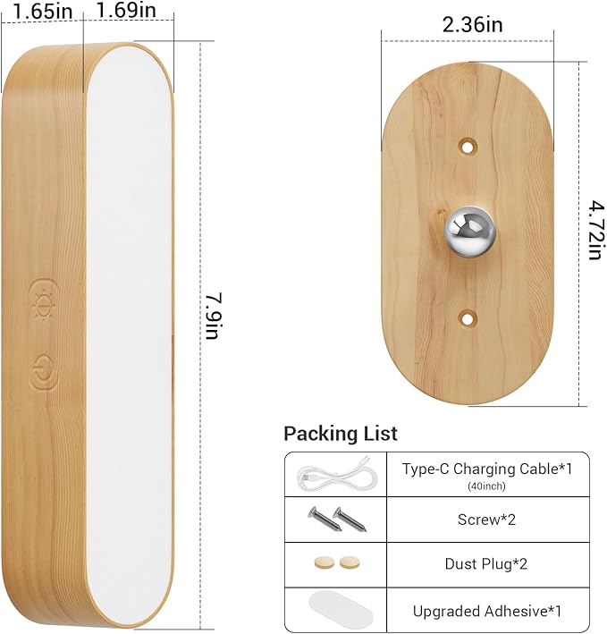 Battery Operated Wall Sconces, Wireless LED Wall Sconce Set of Two for Bedroom, Rechargeable Wall Lights for Picture, 5 Modes Dimmable Wall Lamps for Living Room, 2 Pack