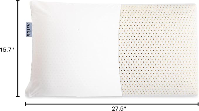 Artka 100% Natural Talalay Latex Pillow Sleeping Bed Pillow - Luxury Queen Pillow for Side, Back, and Stomach Sleepers - Extra Soft Latex Foam Pillow - Removable Breathable Cotton Cover
