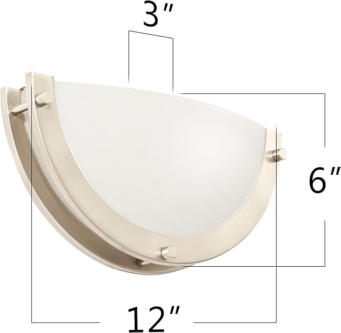 CLOUDY BAY 12-inch CRI90+15W 3000K/4000K/5000K Color Temperature Adjustable Dimmable LED Wall Sconce, ETL Listed LED Half Moon Wall Fixture, Brushed Nickel