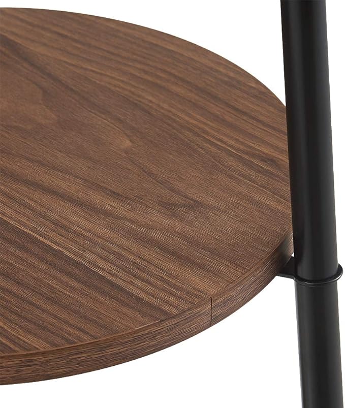 Floor Lamp, Standing Reading Light with Shelves and Fabric Shade, Modern Tall Pole Lamp, Accent Furniture Décor Lighting for Living Room, Bedrooms Black