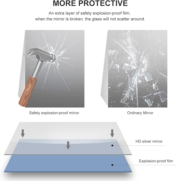 26x36 Inch Black Bathroom Mirror, Copper-Free Mirror, Aluminum Alloy Frame Vanity, Rectangle Wall Mounted Modern Mirror for Bedroom/Living Room/Porch Horizontal or Vertical