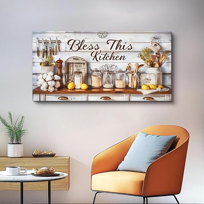 PHAOHUAXM Large Canvas Wall Art For Living Room Farmhouse Wall Decoration For Bedroom Office Mural Aesthetics Kitchen And Restaurant Oil Painting Printed Artworks Picture Room Home Decor 24"x48"