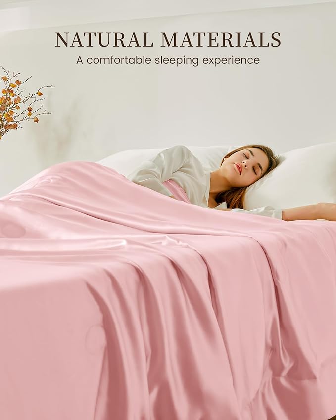 THXSILK Silk Blanket, 100% Mulberry Silk Cooling Throw, Soft and Lightweight Blanket for Bedroom, Sofa, Travel, All-Season (Charming Pink, King)