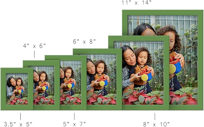 Renditions Gallery 6x8 inch Picture Frame High-end Modern Style, Made of Solid Wood and High Definition Glass Ready for Wall and Tabletop Photo Display, Green Frame