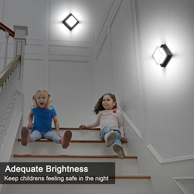 Exterior Wall Lights, Modern Waterproof Outdoor Wall Mount Lighting, Black Square Small Led Porch Light with Anti-Rust 6000K Daylight 12W for Garage, Entryway,House