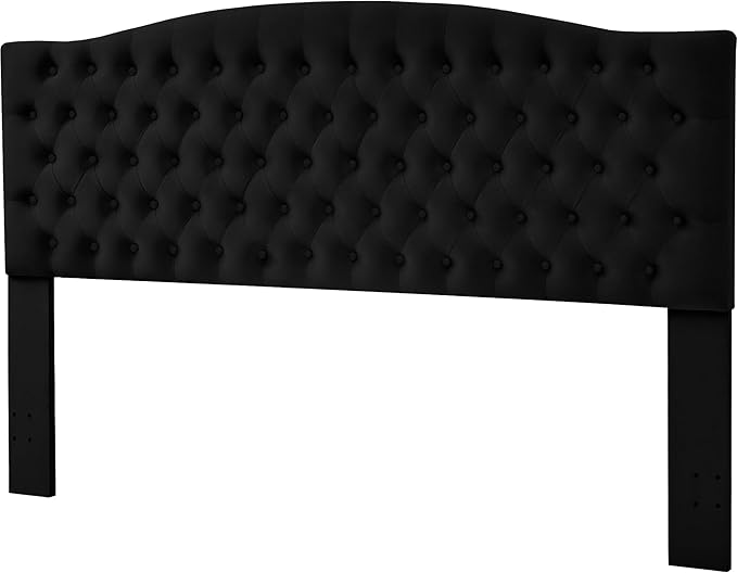 Velvet Upholstered Headboard King/Cal King Size Latest Model Wall Mount, Bed Frame Mount, Featuring High-Density Sponge Padding, Luxury Texture Easy Assembly Comfort and Style-Black