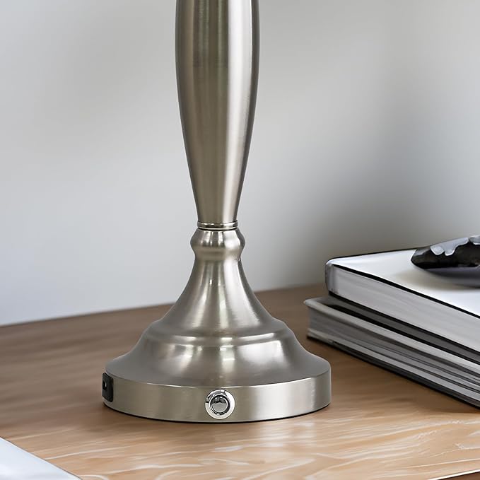 Oneach 28“Table Lamps Set of 2, 3-Way Dimmable Touch Control Bedside Lamps, USB Living Room Lamps, Modern Lamps for Living Room Bedroom Nightstand Silver (Bulb Included)