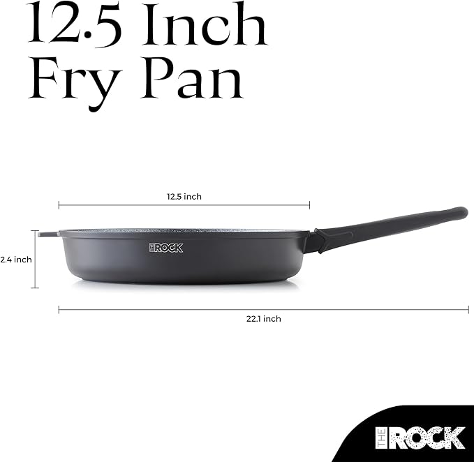 THE ROCK SOHO 12.5-Inch Nonstick Frying Pan – Compact for Urban Kitchens, Nothing Sticks, Never Warps, Lasts Longer, Oven & Dishwasher Safe, Black