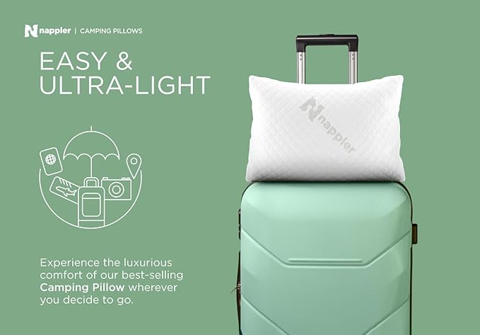 Small Shredded Memory Foam Pillow for Travel and Camping - Compressible Medium Firm Bed Pillow, Contoured Support, Breathable Cover, Machine Washable, Ideal Backpacking