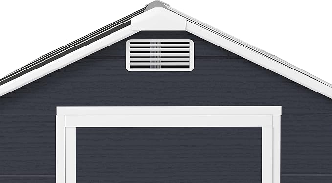 4' x 8' Resin Storage Shed Outdoor, PP Material & Strong Structure for All Weather, Plastic Garden Shed w/Window for Garden, Backyard, Poolside and Lawn, 15mm Thick PP Board - Dark Grey