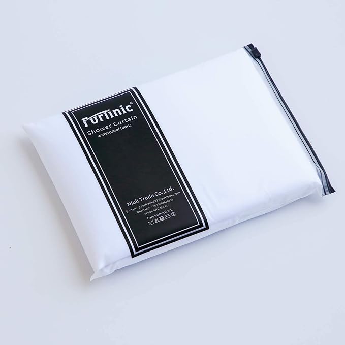 Furlinic Dark Grey No Hook Shower Curtain Fabric 60x72 Inch,Polyester Waterproof Bathroom Curtain with 8 Plastic Built-in Grommets,Modern Luxury Hotel Style Washable Decorative Shower Curtains
