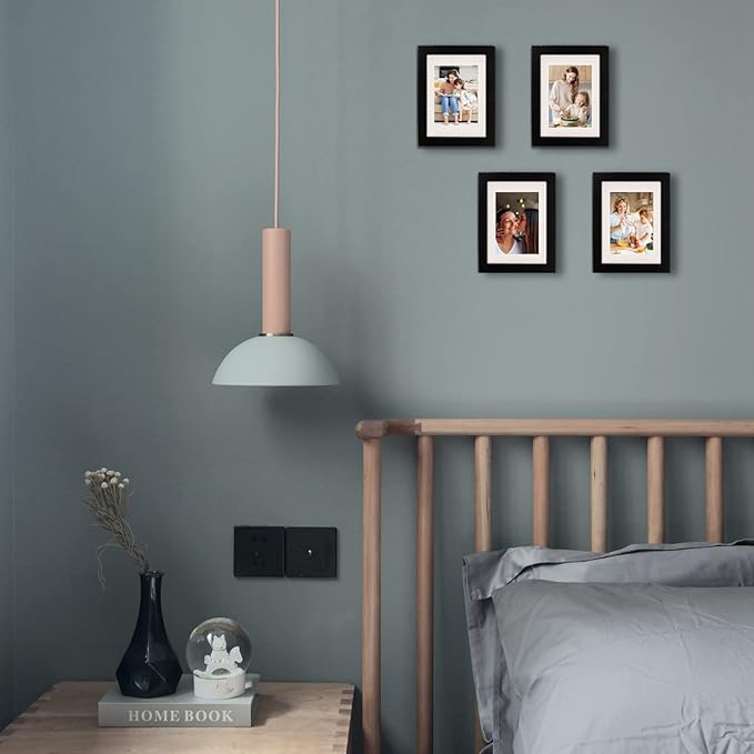 Egofine 5x7 Picture Frame Made of Solid Wood, Display Pictures 3.5x5/4x6 with Mat or 5x7 Without Mat Covered by Plexiglass for Table Top Display and Wall Mounting Photo Frame, Black