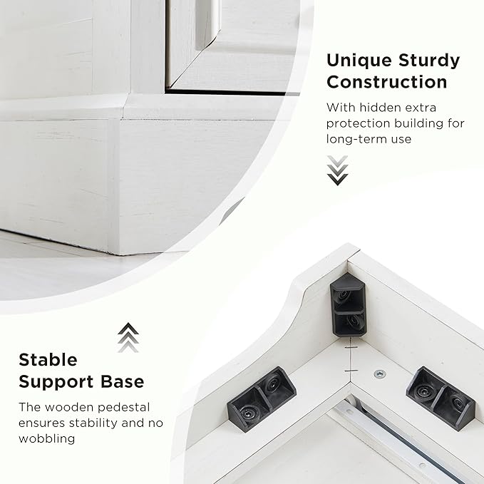 Farmhouse 9 Drawer Dresser for Bedroom, 36 Inch Tall Modern Dresser TV Stand with Large Drawers & Bar Handles, Rustic Wood Chest of Drawers for Bedroom, Living Room, Hallway, Off White